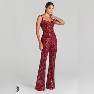 Nadine merabi hailey red jumpsuits size small